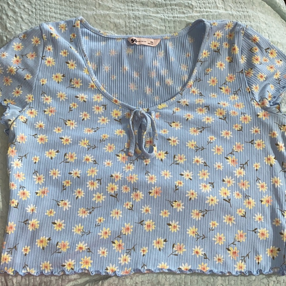 SONOMA Floral Blue Crop Top